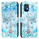 For Umidigi Bison X20 Colored Drawing Pattern Plain Weave Leather Phone Case(Tower Butterfly) - 2