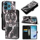 For Oukitel C51   Colored Drawing Pattern Plain Weave Leather Phone Case(Black And White Tiger) - 1