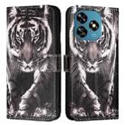 For Oukitel C51   Colored Drawing Pattern Plain Weave Leather Phone Case(Black And White Tiger) - 2