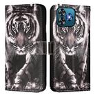 For Oukitel C53 Colored Drawing Pattern Plain Weave Leather Phone Case(Black And White Tiger) - 2