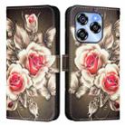 For Oukitel C50 Colored Drawing Pattern Plain Weave Leather Phone Case(Roses On Black) - 2