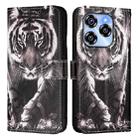 For Oukitel C50 Colored Drawing Pattern Plain Weave Leather Phone Case(Black And White Tiger) - 2