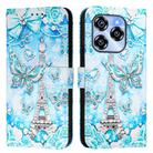 For Oukitel C50 Colored Drawing Pattern Plain Weave Leather Phone Case(Tower Butterfly) - 2