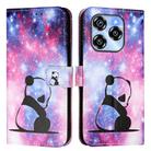 For Oukitel C50 Colored Drawing Pattern Plain Weave Leather Phone Case(Baby Panda) - 2