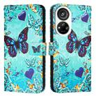 For ZTE Blade V40s   Colored Drawing Pattern Plain Weave Leather Phone Case(Love Butterfly) - 2