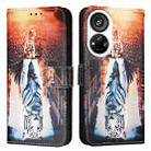 For ZTE Blade V40s   Colored Drawing Pattern Plain Weave Leather Phone Case(Cats And Tigers) - 2