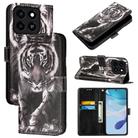 For ZTE Blade A35 / A55 Colored Drawing Pattern Plain Weave Leather Phone Case(Black And White Tiger) - 1