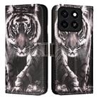 For ZTE Blade A35 / A55 Colored Drawing Pattern Plain Weave Leather Phone Case(Black And White Tiger) - 2