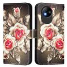 For ZTE Blade A35 Lite / A35 Core Colored Drawing Pattern Plain Weave Leather Phone Case(Roses On Black) - 2