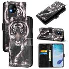 For ZTE Blade A35 Lite / A35 Core Colored Drawing Pattern Plain Weave Leather Phone Case(Black And White Tiger) - 1