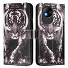 For ZTE Blade A35 Lite / A35 Core Colored Drawing Pattern Plain Weave Leather Phone Case(Black And White Tiger) - 2