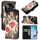 For ZTE Blade A75 5G / Nubia Focus Colored Drawing Pattern Plain Weave Leather Phone Case(Roses On Black) - 1