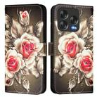For ZTE Blade V70 Design Colored Drawing Pattern Plain Weave Leather Phone Case(Roses On Black) - 2