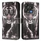 For ZTE Blade V70 Design Colored Drawing Pattern Plain Weave Leather Phone Case(Black And White Tiger) - 2