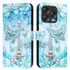 For ZTE Blade V70 Design Colored Drawing Pattern Plain Weave Leather Phone Case(Tower Butterfly) - 2