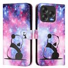 For ZTE Blade V70 Design Colored Drawing Pattern Plain Weave Leather Phone Case(Baby Panda) - 2