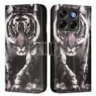 For ZTE Blade V70 Vita / nubia V70 Design Colored Drawing Pattern Plain Weave Leather Phone Case(Black And White Tiger) - 2