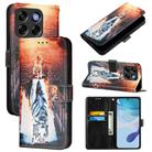 For ZTE Blade V70 Vita / nubia V70 Design Colored Drawing Pattern Plain Weave Leather Phone Case(Cats And Tigers) - 1
