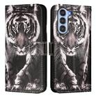 For ZTE nubia S 5G A403ZT Colored Drawing Pattern Plain Weave Leather Phone Case(Black And White Tiger) - 2