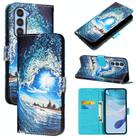 For ZTE nubia S 5G A403ZT Colored Drawing Pattern Plain Weave Leather Phone Case(Waves And Sun) - 1