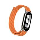 For Xiaomi Smart Band 9 / 8 Metal Connector + Loop Nylon Hook and Loop Fastener Watch Band(Orange) - 1