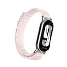 For Xiaomi Smart Band 9 / 8 Metal Connector + Loop Nylon Hook and Loop Fastener Watch Band(Pearl Powder) - 1