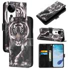 For vivo S19 Pro   Colored Drawing Pattern Plain Weave Leather Phone Case(Black And White Tiger) - 1