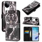 For vivo S19 Colored Drawing Pattern Plain Weave Leather Phone Case(Black And White Tiger) - 1