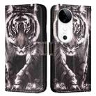 For vivo S19 Colored Drawing Pattern Plain Weave Leather Phone Case(Black And White Tiger) - 2