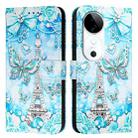 For vivo S19 Colored Drawing Pattern Plain Weave Leather Phone Case(Tower Butterfly) - 2