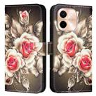 For vivo Y28 4G Colored Drawing Pattern Plain Weave Leather Phone Case(Roses On Black) - 2