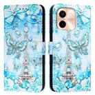 For vivo Y28 4G Colored Drawing Pattern Plain Weave Leather Phone Case(Tower Butterfly) - 2