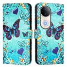 For vivo S20 Colored Drawing Pattern Plain Weave Leather Phone Case(Love Butterfly) - 2