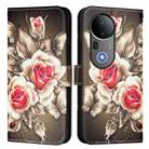 For vivo S20 Pro Colored Drawing Pattern Plain Weave Leather Phone Case(Roses On Black) - 2