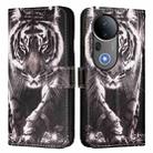For vivo S20 Pro Colored Drawing Pattern Plain Weave Leather Phone Case(Black And White Tiger) - 2
