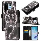 For vivo S30 Pro mini Colored Drawing Pattern Plain Weave Leather Phone Case(Black And White Tiger) - 1