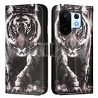 For vivo S30 Pro mini Colored Drawing Pattern Plain Weave Leather Phone Case(Black And White Tiger) - 2