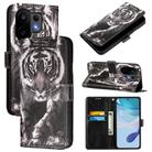 For vivo S30 Colored Drawing Pattern Plain Weave Leather Phone Case(Black And White Tiger) - 1