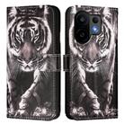 For vivo S30 Colored Drawing Pattern Plain Weave Leather Phone Case(Black And White Tiger) - 2
