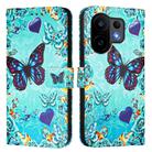 For vivo S30 Colored Drawing Pattern Plain Weave Leather Phone Case(Love Butterfly) - 2