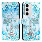 For Samsung Galaxy S24 FE 5G   Colored Drawing Pattern Plain Weave Leather Phone Case(Tower Butterfly) - 2