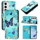 For Samsung Galaxy S24 FE 5G   Colored Drawing Pattern Plain Weave Leather Phone Case(Love Butterfly) - 1