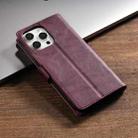 For iPhone 16 Pro Max N.BEKUS CSJ-P1 Solid Color Leather Phone Case(Wine Red) - 3