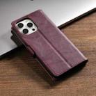 For iPhone 16 Pro N.BEKUS CSJ-P1 Solid Color Leather Phone Case(Wine Red) - 3