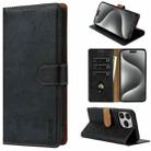 For iPhone 15 Pro Max N.BEKUS CSJ-P1 Solid Color Leather Phone Case(Black) - 1