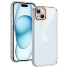 For iPhone 14 Plus / 15 Plus Ice Feel HD Transparent PC Full Coverage Phone Case(Orange) - 1