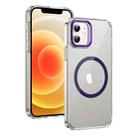 For iPhone 12 Ice Feel HD Transparent MagSafe PC Full Coverage Phone Case(Purple) - 1