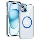 For iPhone 15 Ice Feel HD Transparent MagSafe PC Full Coverage Phone Case(Blue) - 1