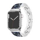 For Apple Watch SE 2023 44mm Bling Diamond Bracelet Metal Watch Band(Silver Blue) - 1