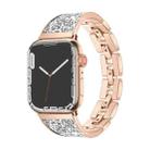 For Apple Watch Series 8 45mm Bling Diamond Bracelet Metal Watch Band(Rose Gold Silver) - 1